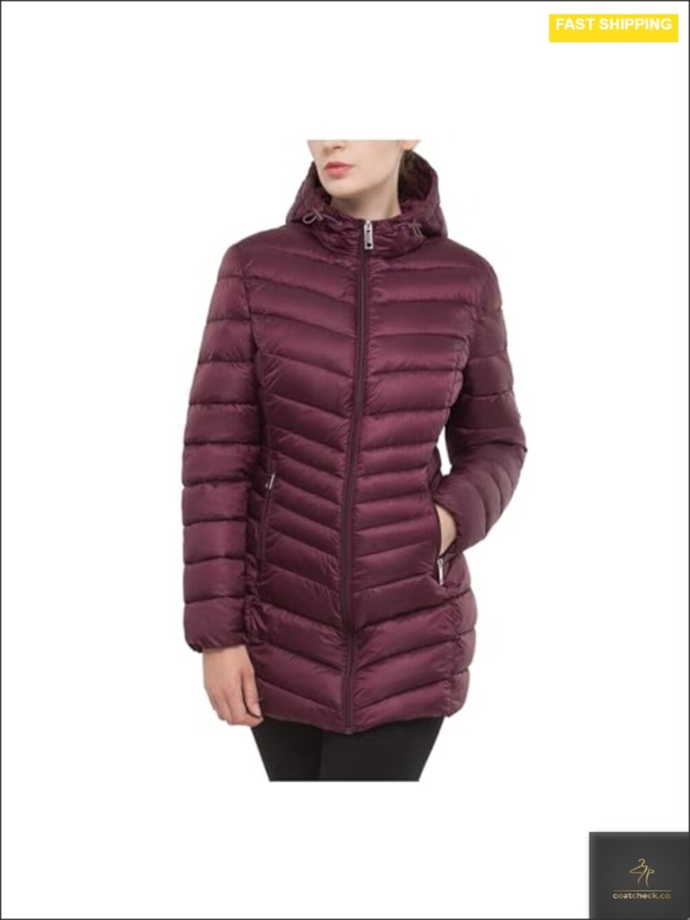 Packable Lightweight Water-Resistant Long Puffer Jacket with Hood
